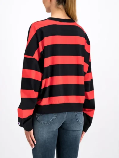 Moteriskas dryzuotas Champion raudona juoda dzemperis is nugaros