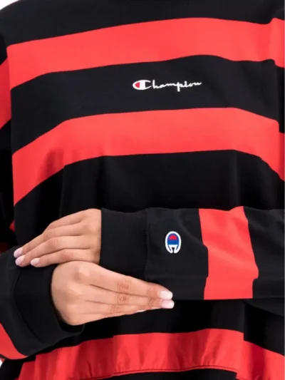 Moteriskas dryzuotas Champion raudona juoda dzemperio rankoves