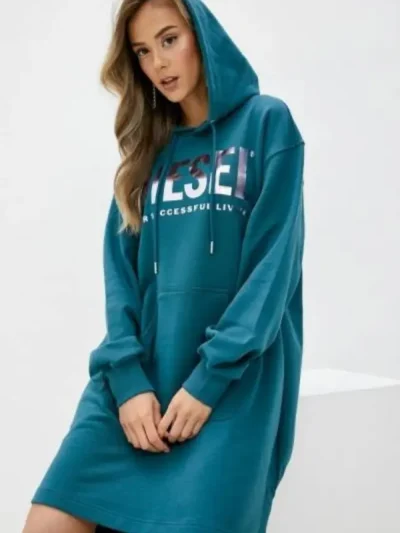 Diesel oversized stiliaus trikotažinė zalia suknele