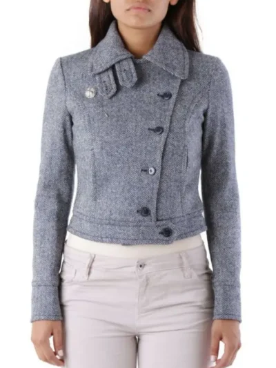 Melsvas trumpas moteriskas paltas john richmond