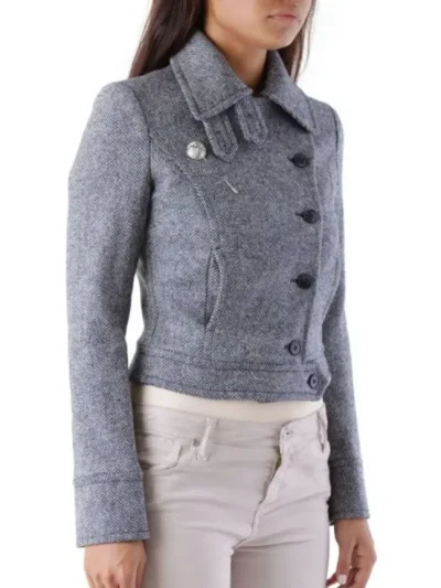 Melsvas trumpas moteriskas paltas john richmond is sono