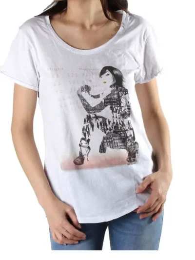 Sexy Women balti moteriski marskineliai trumpomis rankovemis su aplikacija