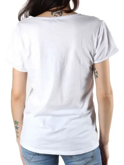 Sexy Women balti moteriski marskineliai su aplikacija is nugaros