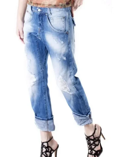 Sexy Women Moteriski sviesiai melyni plešyti dzinsai is priekio