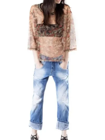 Sexy Women Moteriski sviesiai melyni plešyti dzinsai is arti