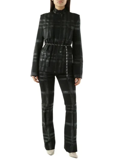 john richmond moteriskas juodas languotas kostiumelis