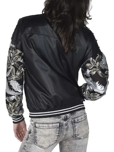 sexy women juoda moteriska bomber stiliaus striuke is nugaros